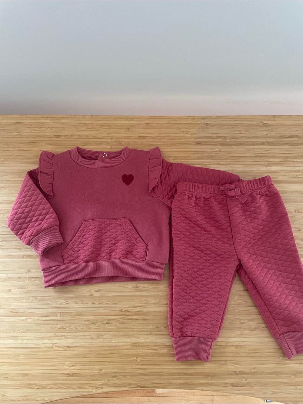 NWOT Baby Quilted Heart Sweatshirt & Jogger Set